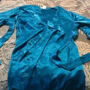 Blue xl silk robe